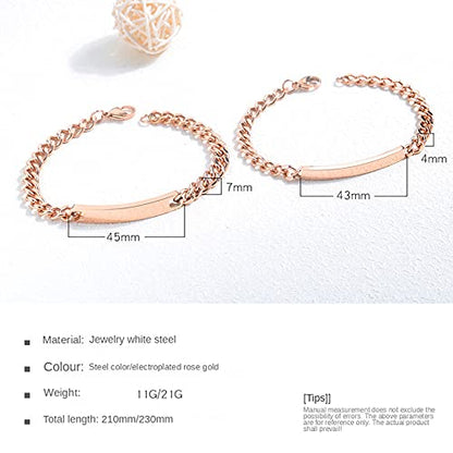 Rockyu カップルブレスレット｜ローズゴールド＆シルバーチェーン｜ペアアクセサリー