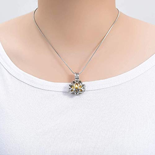 Rockyu 蓮花ハート メモリアルペンダント ステンレス 香水ボトル機能付き