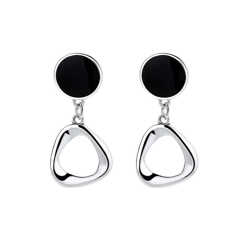 ピアス レディース シルバー925 ブラック 幾何学デザイン 揺れるピアス