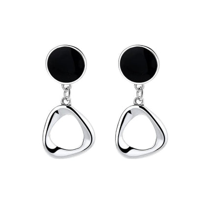 ピアス レディース シルバー925 ブラック 幾何学デザイン 揺れるピアス