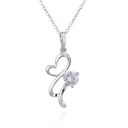 Rockyu ネックレス レディース ハート ジルコニア シルバー＆ゴールド 18K仕上げ