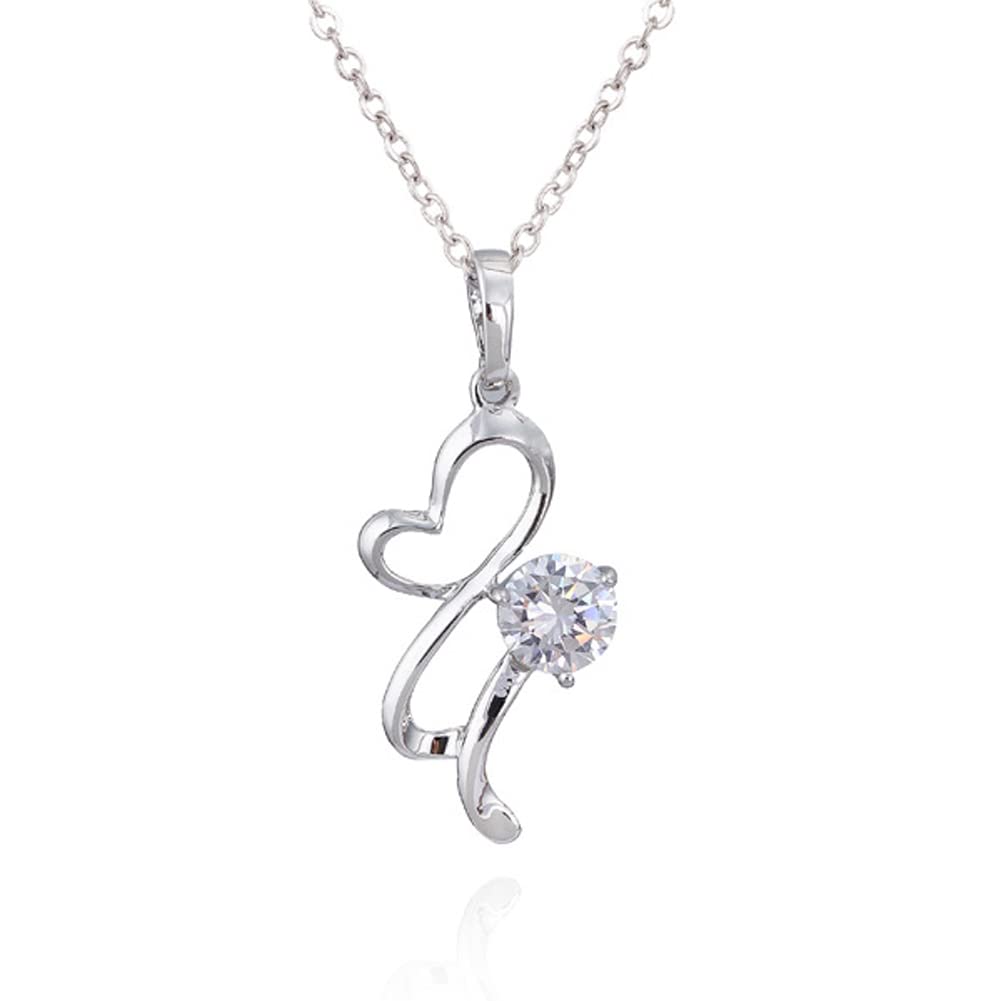 Rockyu ネックレス レディース ハート ジルコニア シルバー＆ゴールド 18K仕上げ