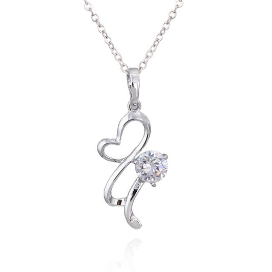 Rockyu ネックレス レディース ハート ジルコニア シルバー＆ゴールド 18K仕上げ