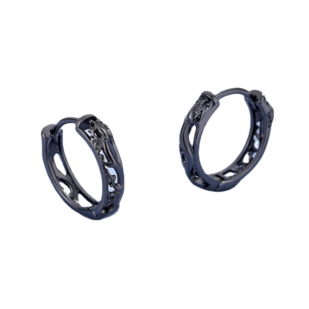 Rockyu ピアス メンズ レディース 龍モチーフ リングピアス 銅製 金属アレルギー対応