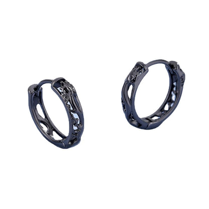 Rockyu ピアス メンズ レディース 龍モチーフ リングピアス 銅製 金属アレルギー対応