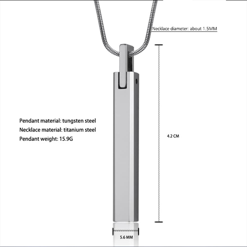 Rockyu ネックレス メンズ タングステン シルバー スティックペンダント 鏡面加工