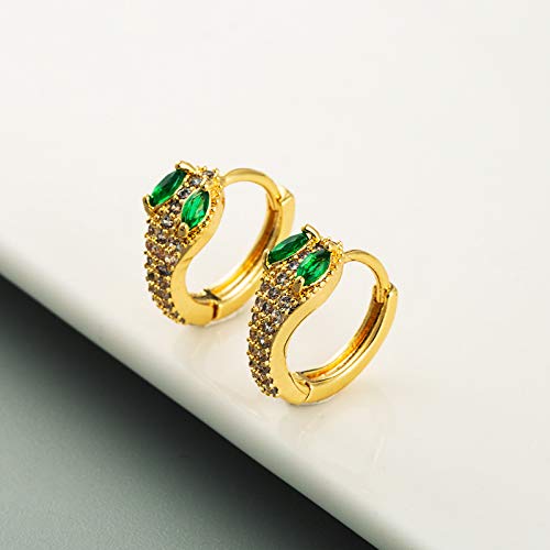 Rockyu ピアス レディース 蛇モチーフ ゴールド ブラック ジルコニア 両耳 軟骨対応