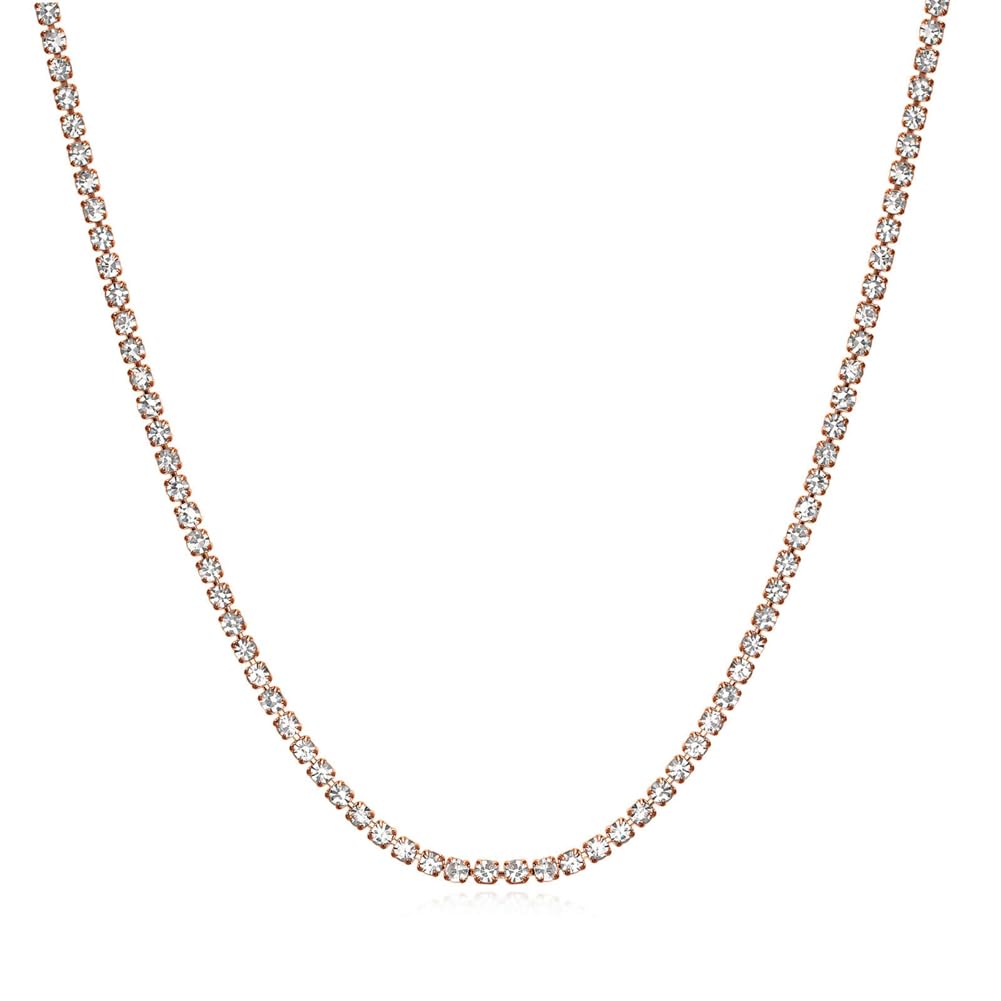 Rockyu レディース ネックレス ジルコニアチェーン 3mm ステンレス製 金属アレルギー対応