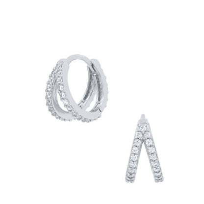 Rockyu ピアス レディース フープ＆ラインセット シルバー925 18金仕上げ 小さめ ジルコニア