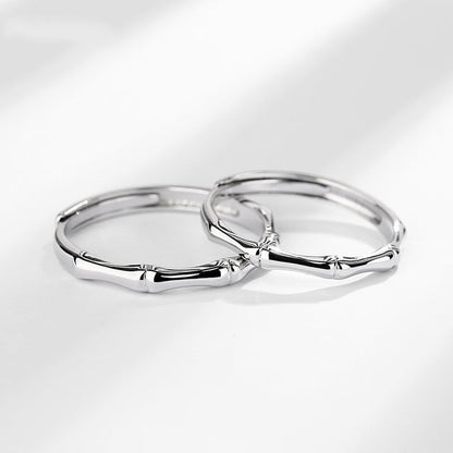 Rockyu ペアリング 竹節デザイン フリーサイズ 2個セット シルバー925 スターリングシルバー