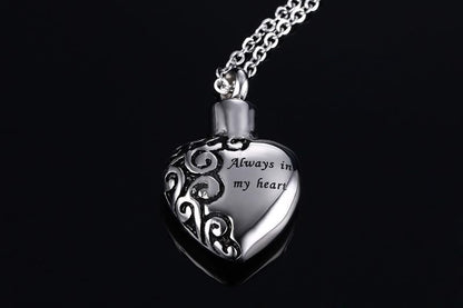 Rockyu メモリアルハートネックレス ステンレス製 アンティーク調