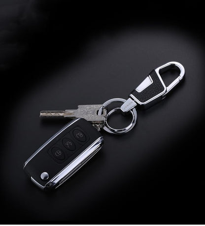 Rockyu キーホルダー メンズ レディース 車用キーリング レザー調 亜鉛合金製 ダブルリング シルバー ブラック ゴールド