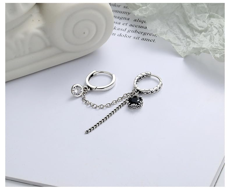 Rockyu シルバー925 スマイル×うさぎモチーフ フリンジピアス（非対称デザイン）