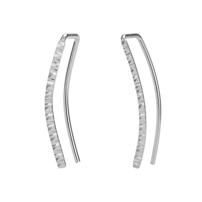 Rockyu レディースイヤーカフ ノンホールピアス カーブデザイン シルバー＆ゴールド 凹凸模様 手作り風 アクセサリー