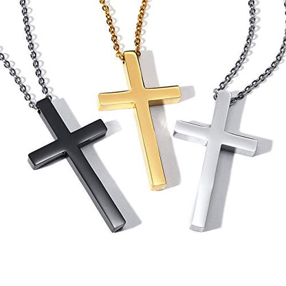 Rockyu ネックレス メンズ ゴールド チタン製 クロス 十字架ペンダント 金属アレルギー対応