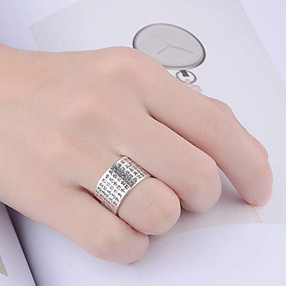 925純銀 般若心経リング｜仏教マントラ刻印のスピリチュアル指輪