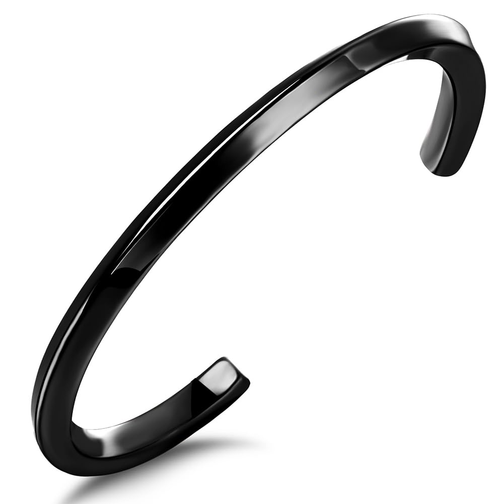 ペアバングル レディース メンズ ブラック チタンブレスレット シンプル アンティーク風 ファッションアクセサリー