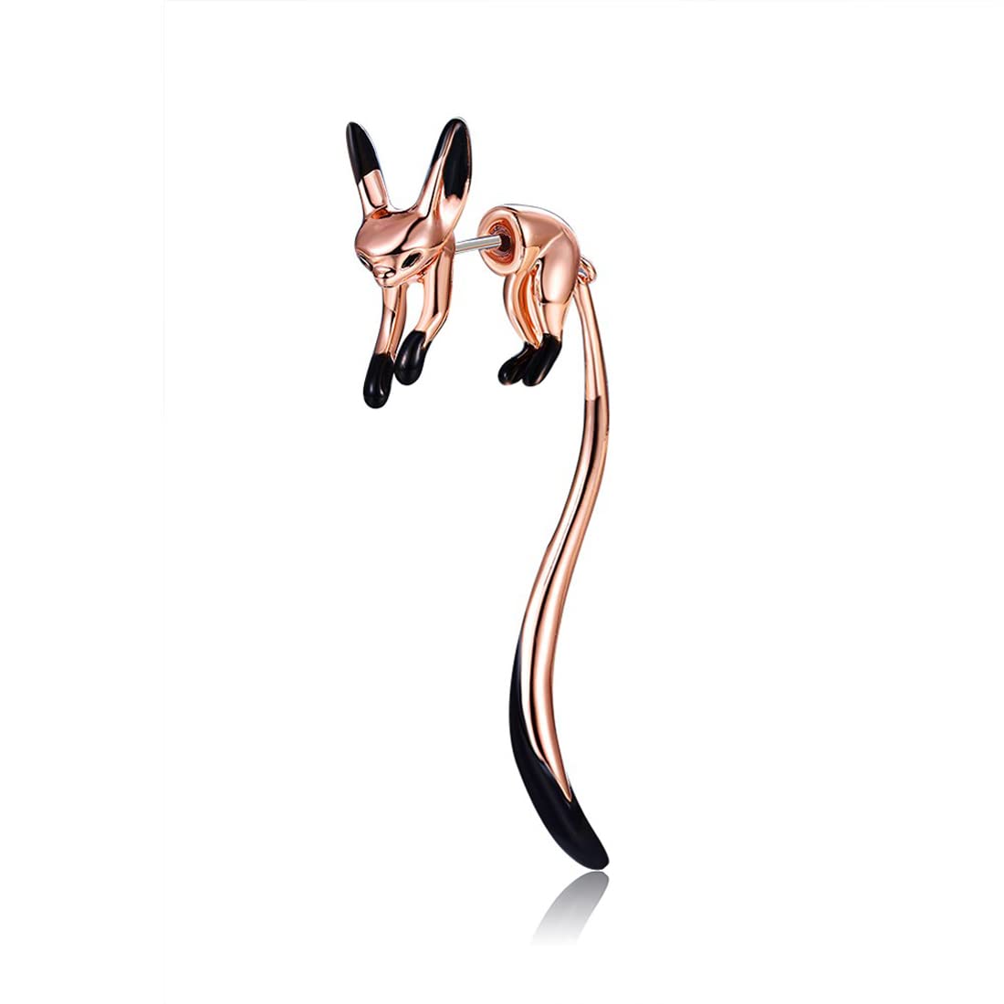 Rockyu キツネモチーフピアス｜おしゃれに揺れるアニマルデザイン・鏡面仕上げ
