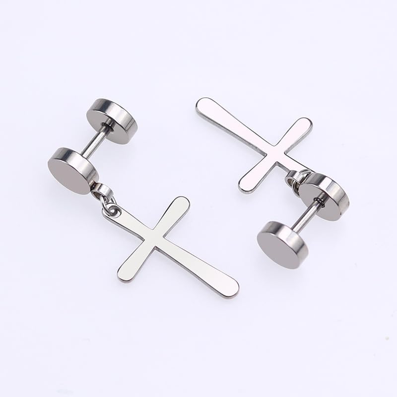 Rockyu ピアス メンズ レディース クロス アンク 十字架 ステンレス シルバー ゴールド アレルギー対応
