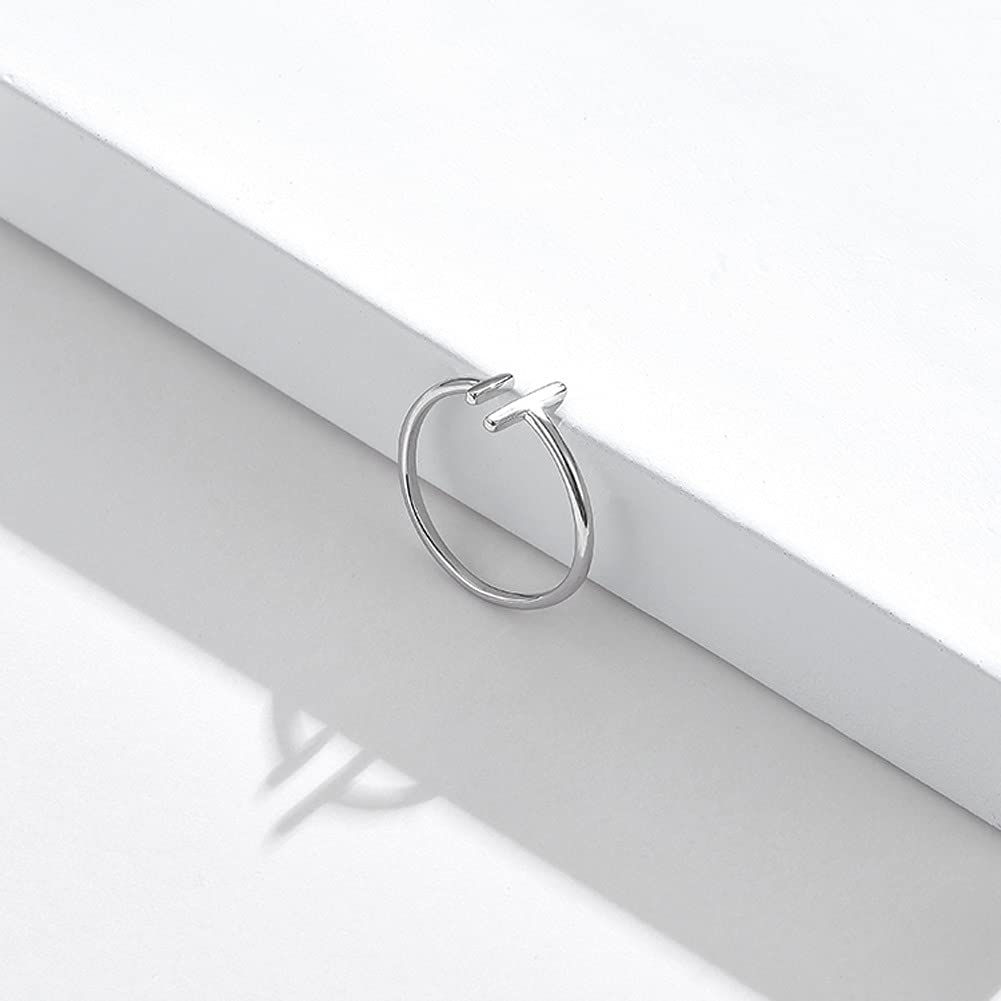 Rockyu シルバー925 レディースリング 平行線デザイン フリーサイズ 純銀 ファッションリング