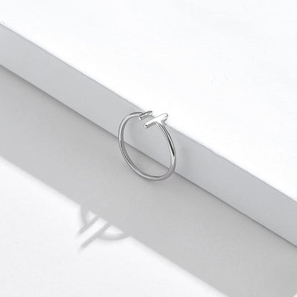 Rockyu シルバー925 レディースリング 平行線デザイン フリーサイズ 純銀 ファッションリング