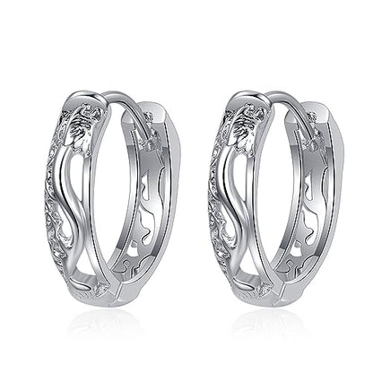 Rockyu ピアス メンズ レディース 龍モチーフ リングピアス 銅製 金属アレルギー対応