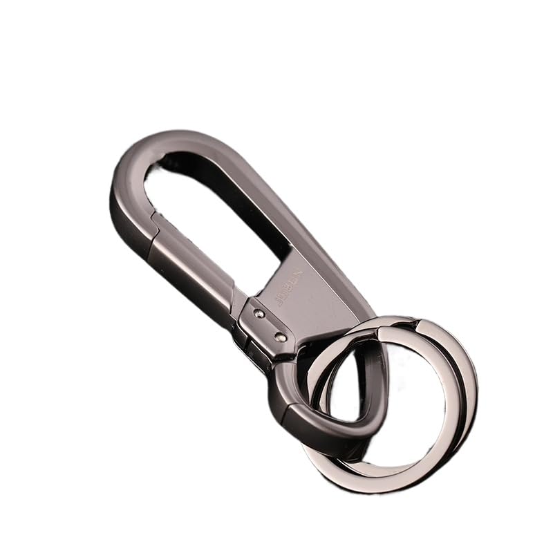 Rockyu キーホルダー メンズ レディース 車用 ダブルリング シルバー 亜鉛合金