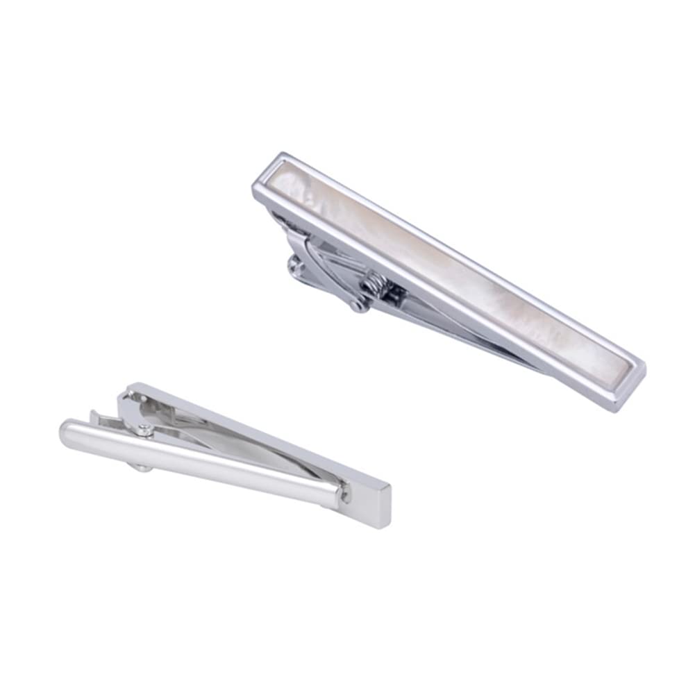 Rockyu 白蝶貝カフス＆タイピンセット｜上品ラウンドデザイン メンズギフトにも最適