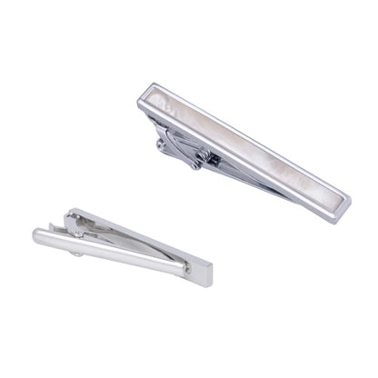 Rockyu 白蝶貝カフス＆タイピンセット｜上品ラウンドデザイン メンズギフトにも最適