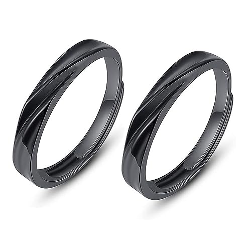 ペアリング｜シルバー925＆ブラック フリーサイズ カップルリング 恋人へのプレゼントに