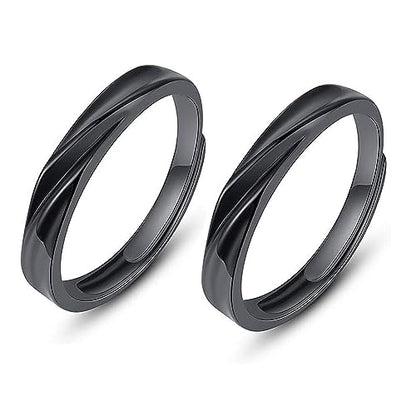 ペアリング｜シルバー925＆ブラック フリーサイズ カップルリング 恋人へのプレゼントに