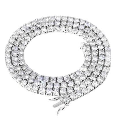 Rockyu ネックレス メンズ キュービックジルコニア テニスチェーン 3〜6mm幅 ステンレス ゴールド＆シルバー ヒップホップ ジュエリー