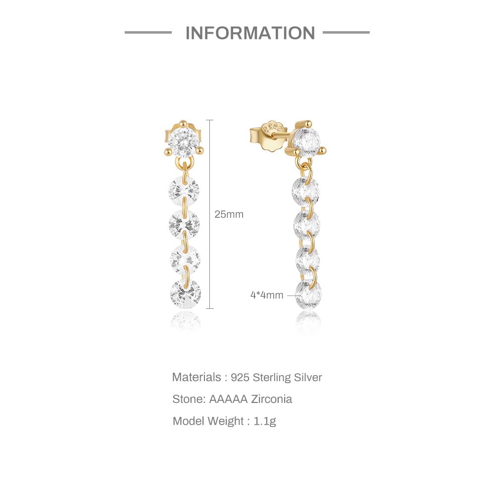 Rockyu シルバー925 ジルコニアフリンジピアス レディース スタッド