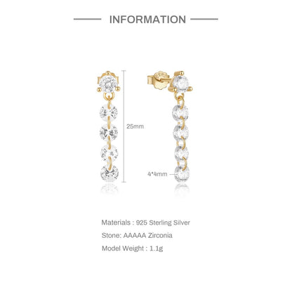 Rockyu シルバー925 ジルコニアフリンジピアス レディース スタッド