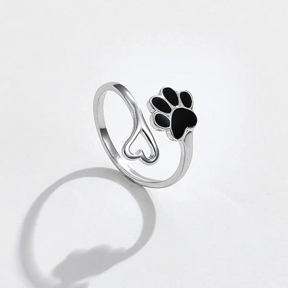 Rockyu 指輪 レディース シルバー925 肉球デザイン ハート キュービックジルコニア