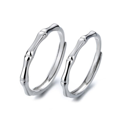 Rockyu ペアリング 竹節デザイン フリーサイズ 2個セット シルバー925 スターリングシルバー