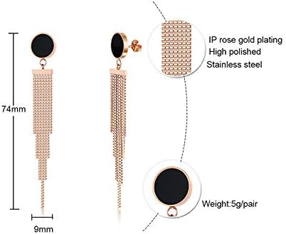 Rockyu ピアス レディース 18K ステンレス ピンクゴールド スタッドピアス フリンジデザイン