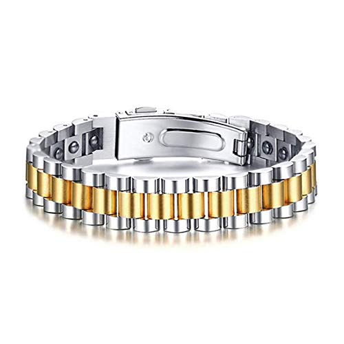Rockyu 磁気ブレスレット メンズ｜ゲルマニウム＆チタン ステンレス製 健康サポートアクセ