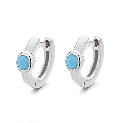 Rockyu ピアス レディース シルバー925 ターコイズ フープリング 両耳用 ジュエリー