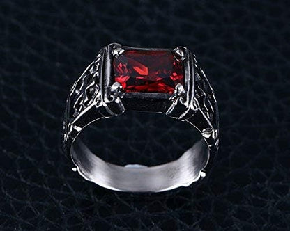 Rockyu クロスモチーフ メンズリング ロック風ステンレス製 指輪 アンティーク調