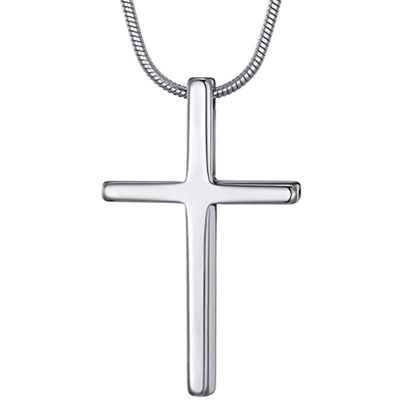 Rockyu ネックレス メンズ タングステン シルバー 十字架ペンダント 鏡面加工