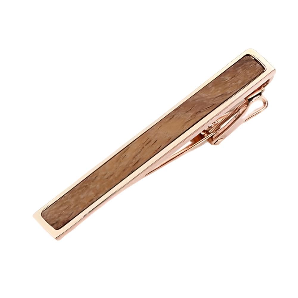 Rockyu ネクタイピン メンズ 木製 ステンレス 長方形デザイン ビジネス/ギフト用