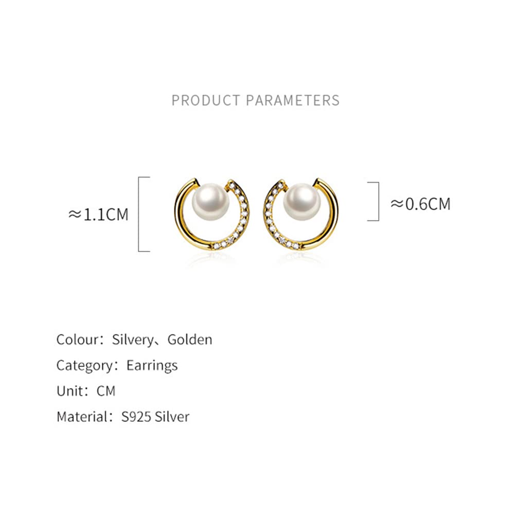 S925パール＆ダイヤ風ミニフープピアス｜小さな輝きで耳元に気品を