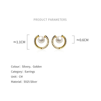 S925パール＆ダイヤ風ミニフープピアス｜小さな輝きで耳元に気品を