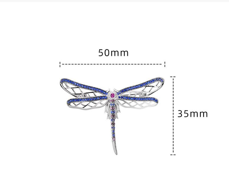 Rockyu レディース トンボ ブローチ シルバー ミクロインレイジルコニア