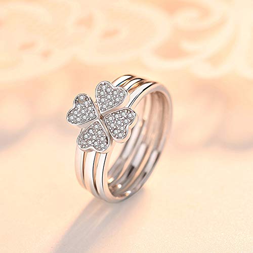 Rockyu クローバー風3連ハートリング レディース フリーサイズ シルバー925
