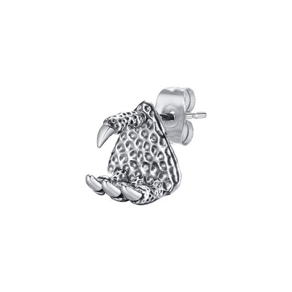 Rockyu メンズピアス 竜の爪モチーフ シルバー ステンレス 金属アレルギー対応 片耳用