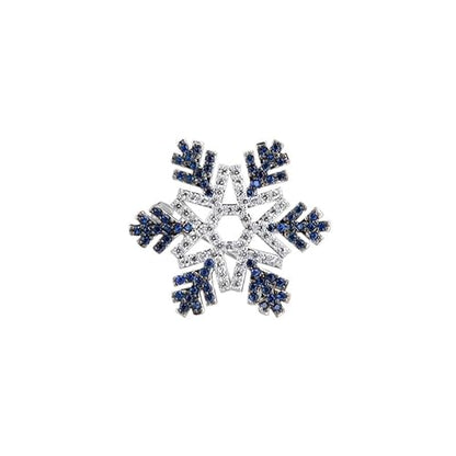 Rockyu ブローチ 男女兼用 雪の結晶 シルバー ブルー＆クリア ジルコニア ピンバッジ
