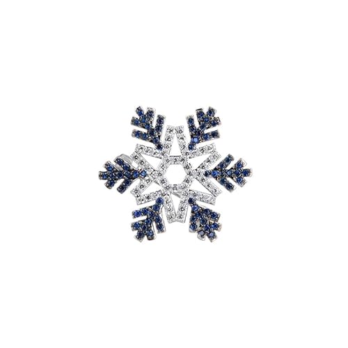 Rockyu ブローチ 男女兼用 雪の結晶 シルバー ブルー＆クリア ジルコニア ピンバッジ