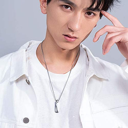 Rockyu ネックレス メンズ タングステンプレート シンプルミラーペンダント